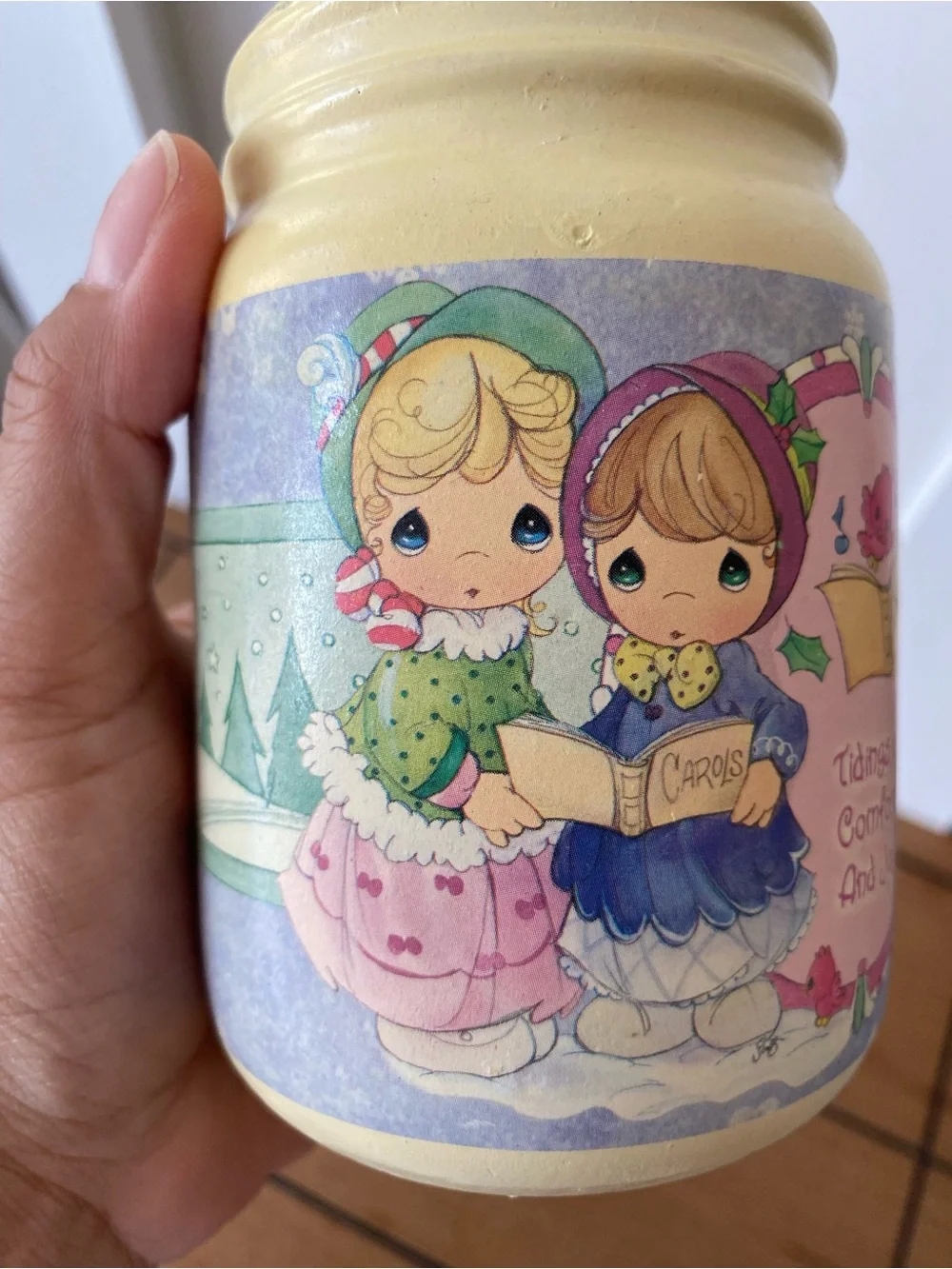 Vintage Precious Moments Christmas Ceramic Utensil Holder Crock 2001